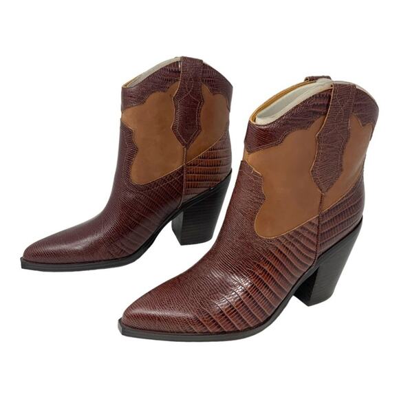 Marc Fisher Gona Brown Western Bootie Size 8 NWT $239 MSRP - Picture 5 of 7